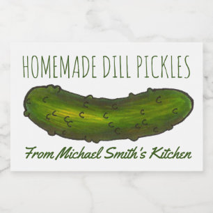 Homemade Sour Dill Green Kosher Pickles Canning Food Label