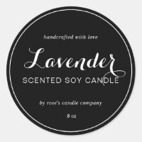 Homemade Soy Candle Chic Calligraphy Black