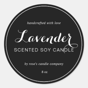 Homemade Soy Candle Chic Calligraphy Black Classic Round Sticker