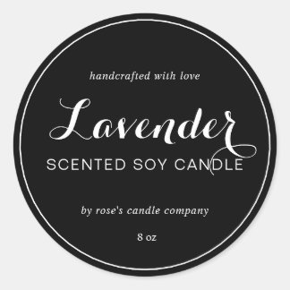 Homemade Soy Candle Chic Calligraphy Black Classic Round Sticker