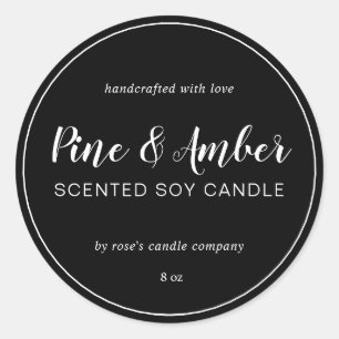 Homemade Soy Candle Chic Calligraphy Black Classic Round Sticker