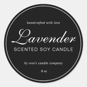 Homemade Soy Candle Chic Calligraphy Black Classic Round Sticker