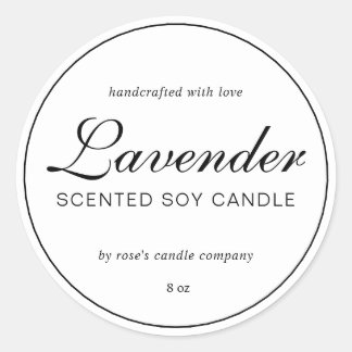 Homemade Soy Candle Chic Calligraphy Black White Classic Round Sticker