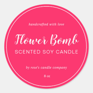 Homemade Soy Candle Chic Calligraphy Diva Pink Classic Round Sticker