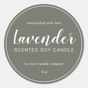 Homemade Soy Candle Chic Calligraphy Dusty Olive Classic Round Sticker