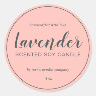 Homemade Soy Candle Chic Calligraphy Pastel Pink Classic Round Sticker