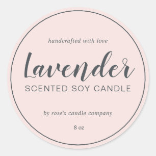 Homemade Soy Candle Chic Calligraphy Pastel Pink Classic Round Sticker