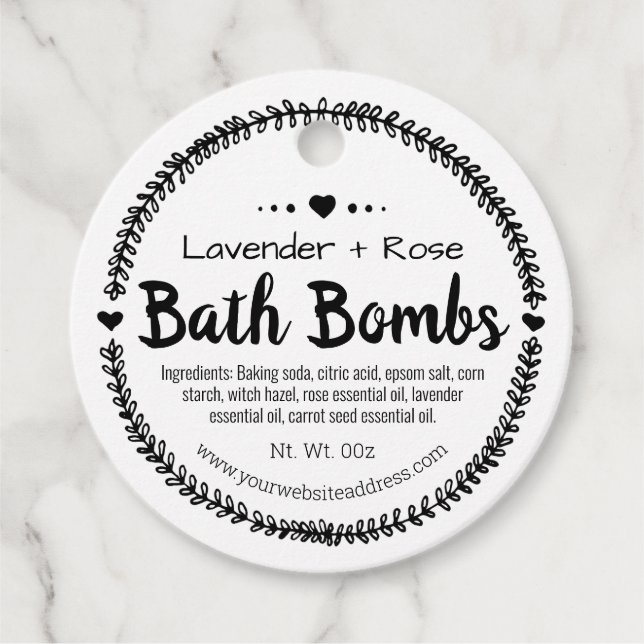 Homemade Spa Bath Bomb Favour Tags (Front)