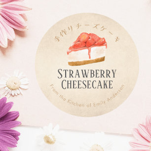 Homemade Strawberry Cheesecake Kraft Paper Rustic Classic Round Sticker