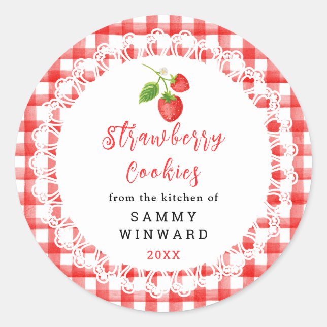 Homemade Strawberry Cookies Label (Front)