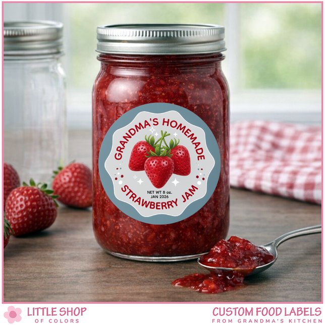 Homemade Strawberry Jam Canning Jar Labels (Creator Uploaded)