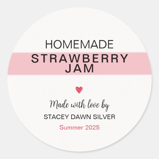 Homemade Strawberry Jam Canning Sticker (Front)