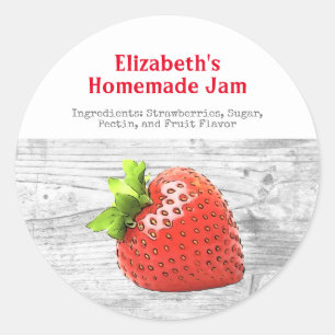 Homemade Strawberry Jam Custom Silver Red  Classic Round Sticker