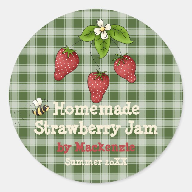 Homemade Strawberry Jam Jar Label (Customise) (Front)