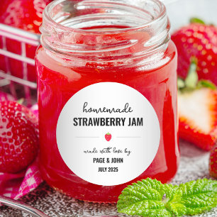 Homemade Strawberry Jam Jar Label Sticker