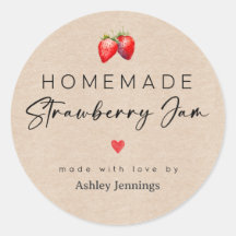 Homemade Strawberry Jam Label Canning Stickers