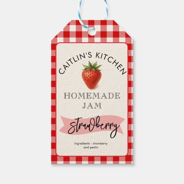 Homemade Strawberry Jam Label | Custom Small Batch (Front)