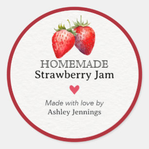 Homemade Strawberry Jam Label   Custom Sticker
