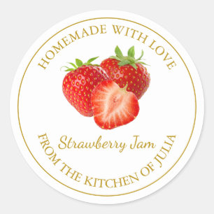 Homemade Strawberry Jam Label   White