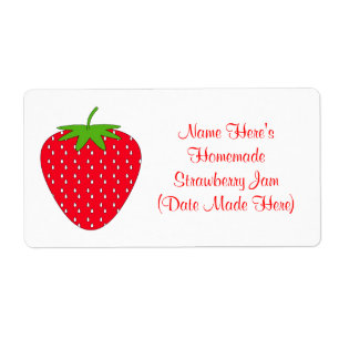 Homemade Strawberry Jam Label. White and Red.