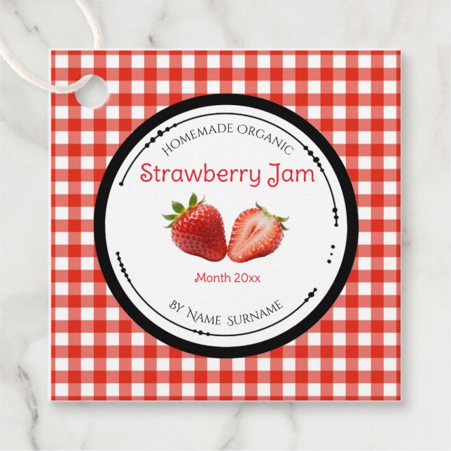 Homemade Strawberry Jam Label With Ingredients (Front)