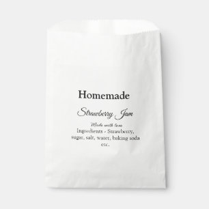 Homemade strawberry jam made with love add text favour bag