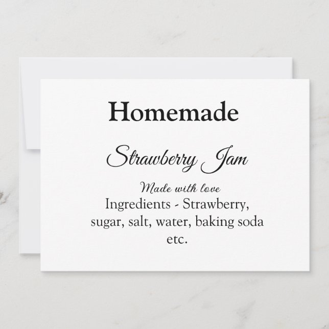 Homemade strawberry jam made with love add text invitation (Front)