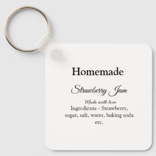 Homemade strawberry jam made with love add text key ring
