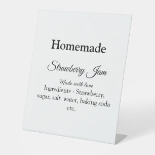 Homemade strawberry jam made with love add text pedestal sign