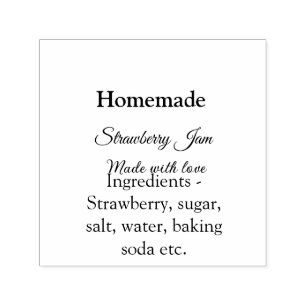 Homemade strawberry jam made with love add text self-inking stamp
