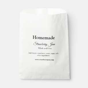 Homemade strawberry jam made with love add text we favour bag