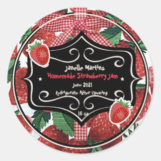 Homemade Strawberry Jam Personalised Classic Round Sticker