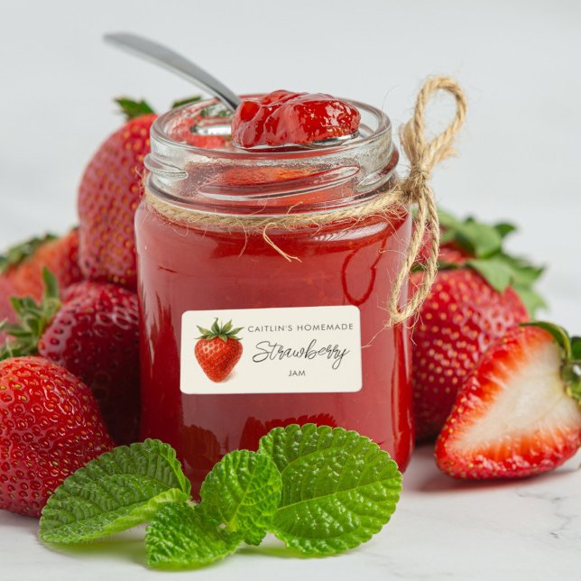 Homemade strawberry jam personalised label (Creator Uploaded)