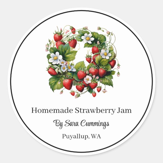 Homemade Strawberry Jam Stickers (Front)
