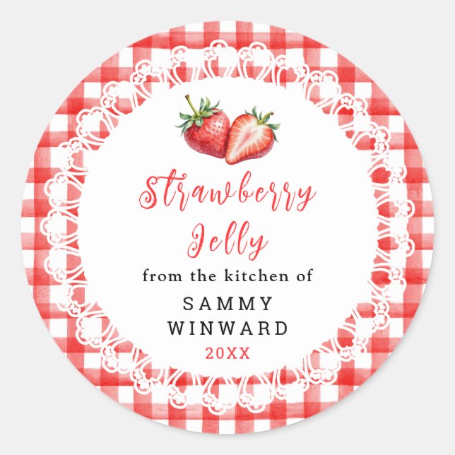 Homemade Strawberry Jelly Jar Label (Front)