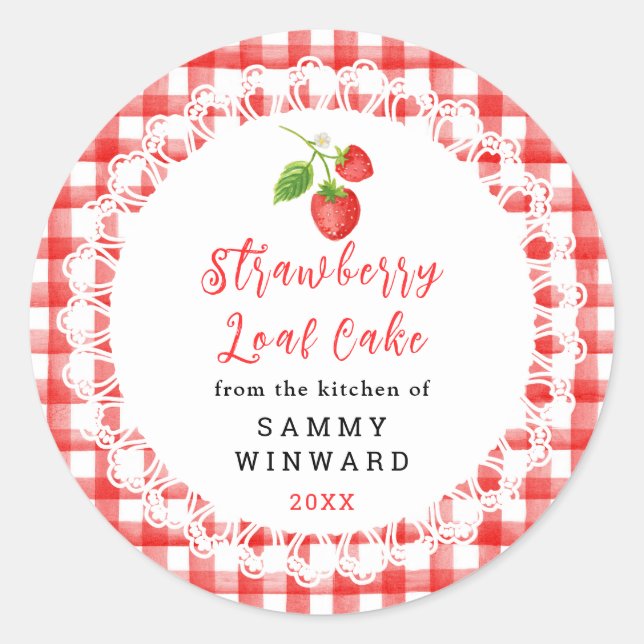 Homemade Strawberry Loaf Cake Label (Front)