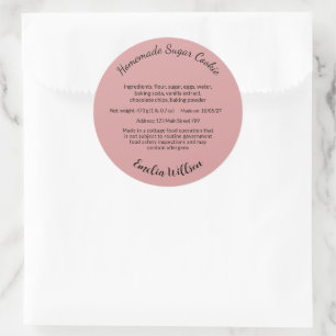Homemade Sugar Cookie Cottage Food Label