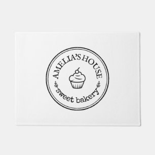 Homemade sweet bakery business logo custom white doormat