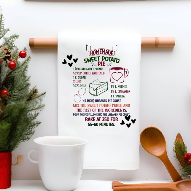 Homemade Sweet potatoes pie Recipe Christmas Gift Tea Towel (Creator Uploaded)