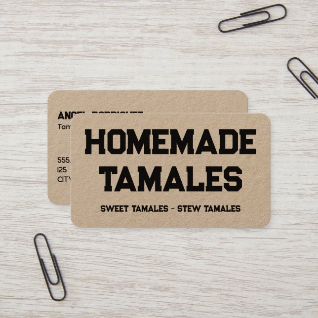 Homemade Tamales Kraft Business Card (Front/Back In Situ)