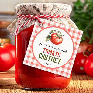 Homemade Tomato Chutney with chequered pattern Favour Tags