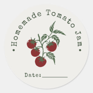 Homemade Tomato Jam Canning Date Crimson Classic Round Sticker