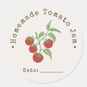 Homemade Tomato Jam Canning Date Dark Red Classic Round Sticker
