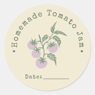 Homemade Tomato Jam Canning Date Pastel Magenta Classic Round Sticker