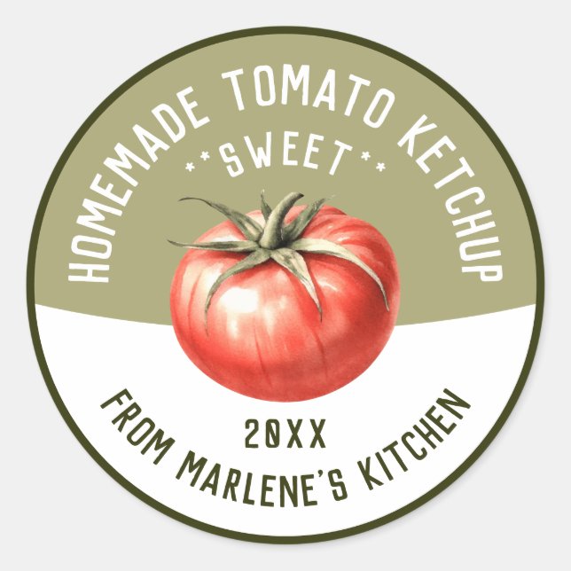 Homemade Tomato Ketchup for canning Recipe Classic Round Sticker (Front)