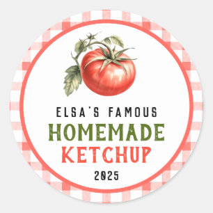 Homemade Tomato Ketchup with red tomato farm look Classic Round Sticker