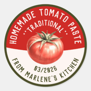 Homemade tomato paste with two colours classic round sticker