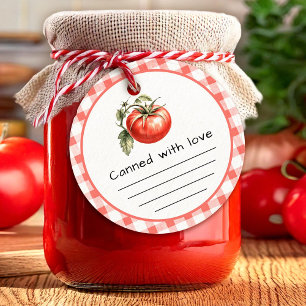 Homemade Tomato preserve with chequered pattern Favour Tags