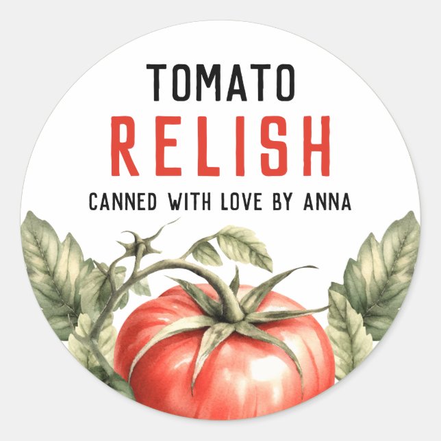 Homemade Tomato Relish Canning preserves Classic Round Sticker (Front)