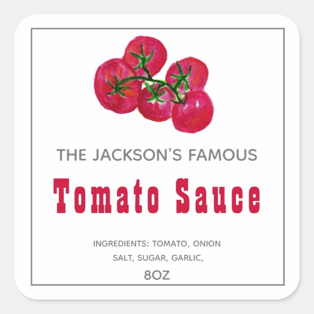 Homemade Tomato Sauce  Canning Label (Front)
